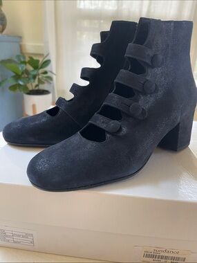 NWB Victorian Women’s Blue Suede Mary Jane Ankle Boots with Buttons EUR 42/ US11
